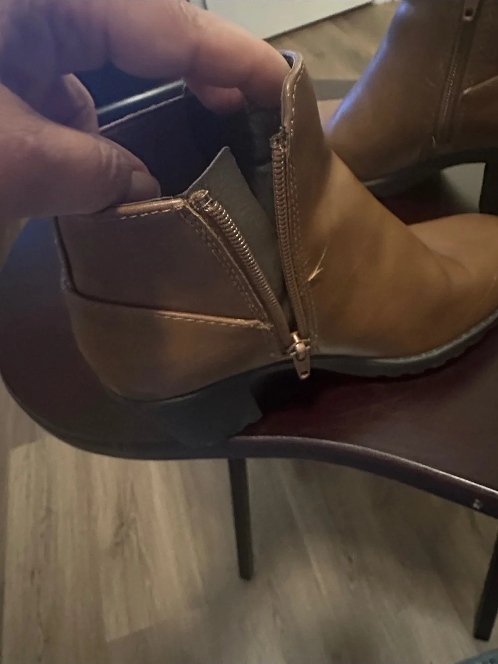 Kids Tan Ankle Chelsea Boots with Block Heel